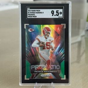 🔥 2023 Patrick Mahomes II Panini Prizmatic Green Prizm. GRADED SGC 9.5
